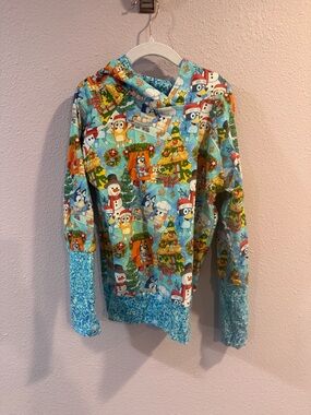 Handmade Boutique Bluey Bingo Holiday Hooded Sweatshirt Sz 6-8